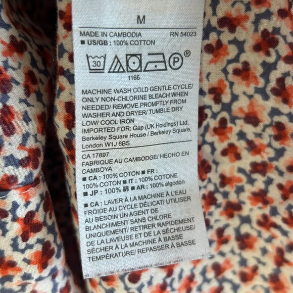Gap Floral Print Boyfriend Fit Long Sleeve 100% Cotton Shirt, Women's Size M - Picture 7 of 8